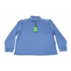 NEW Izod Golf Mens Swingflex Quarter Zip‎ Long Sleeve Pullover UPF 50 Blue XXL